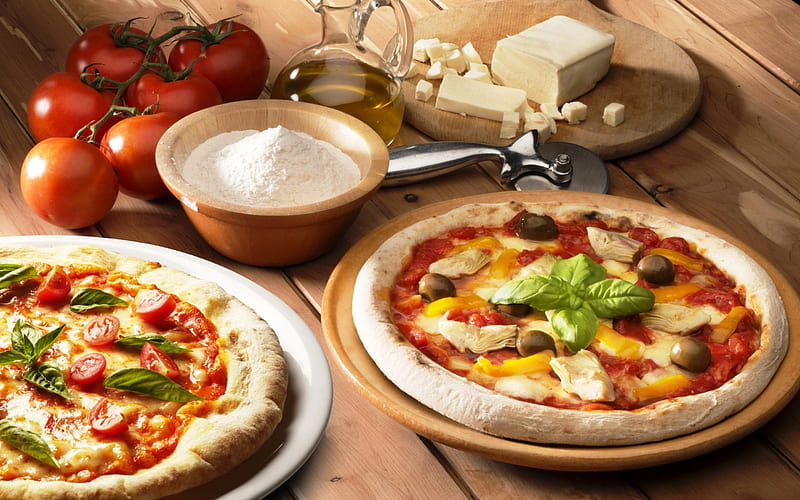 Pizza, tomato, delicious, food, cheese, HD wallpaper