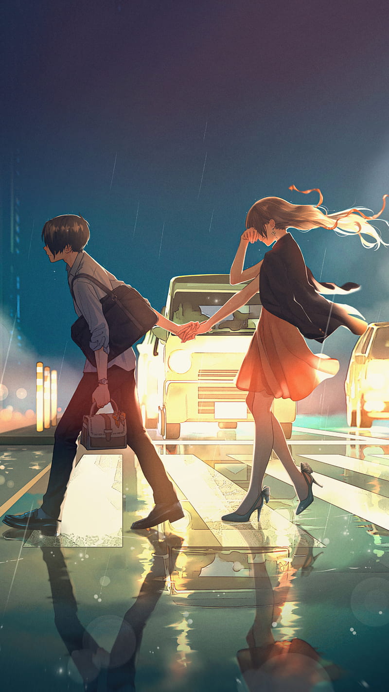 Anime Couple Passing Road iPhone 6, iPhone 6S, iPhone 7 , , Background, and, HD phone wallpaper