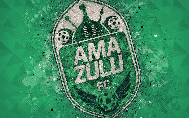 AmaZulu FC logo, geometric art, South African football club, green background, Premier Soccer League, PSL, Durban, South Africa, football, HD wallpaper