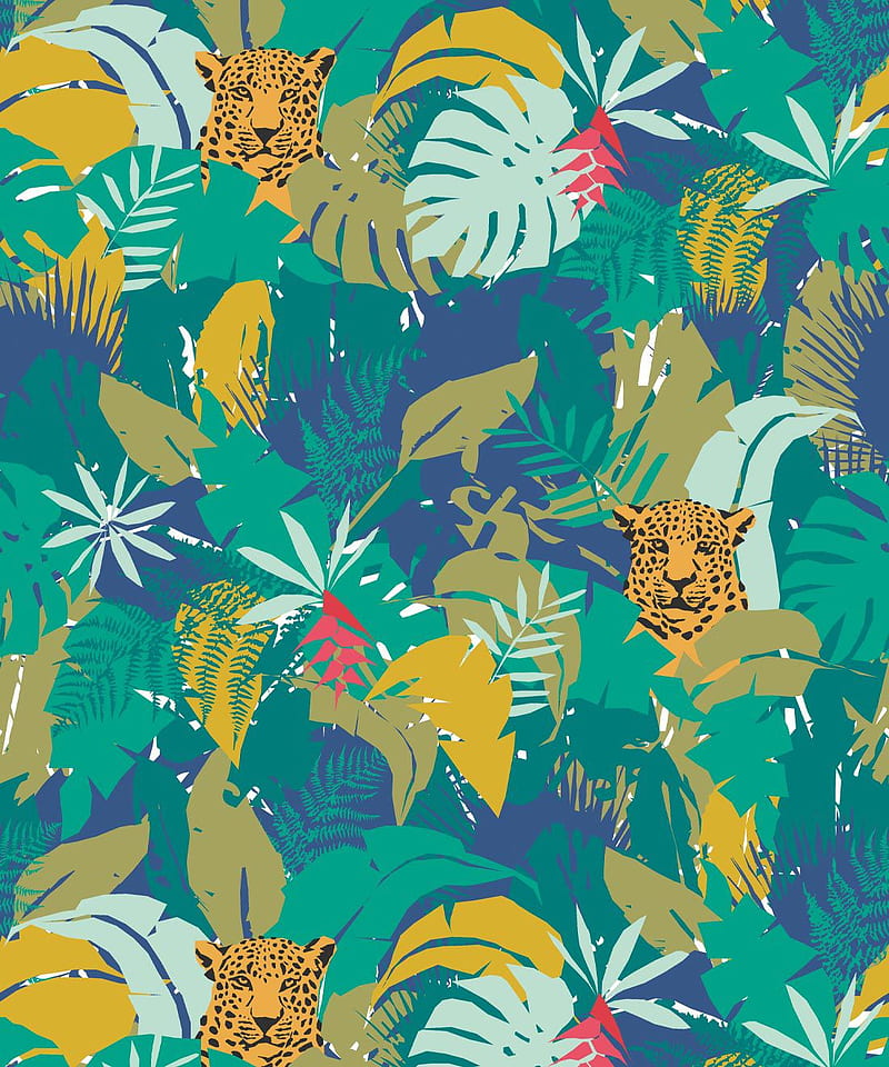 Jungle • Leafy With Leopards • Milton & King, Jungle Illustration, HD phone wallpaper