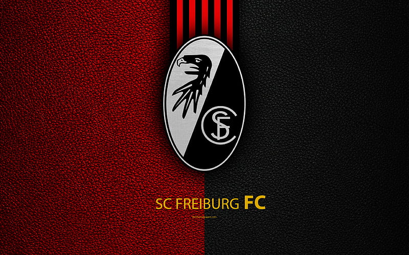 SC Freiburg FC German football club, Bundesliga, leather texture, emblem, logo, Freiburg im Breisgau, Germany, German Football Championships, HD wallpaper