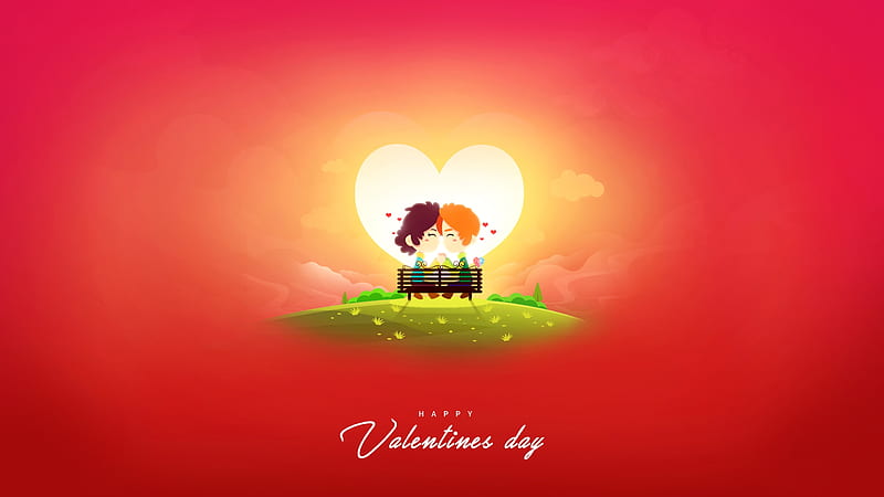 Valentine's day, couple, heart, cute, cartoon, Others, HD wallpaper | Peakpx