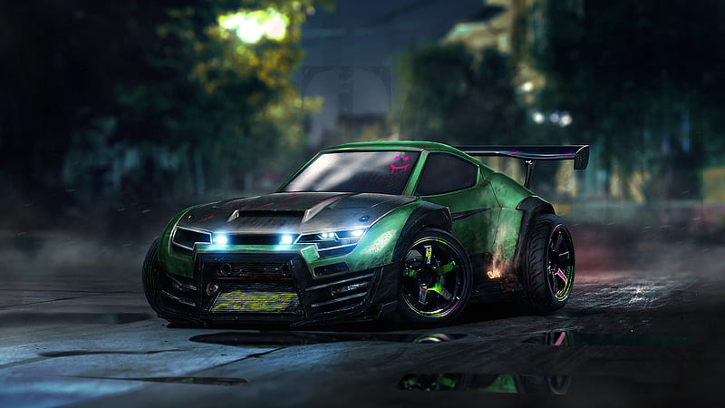 Rocket League Green Car, HD wallpaper