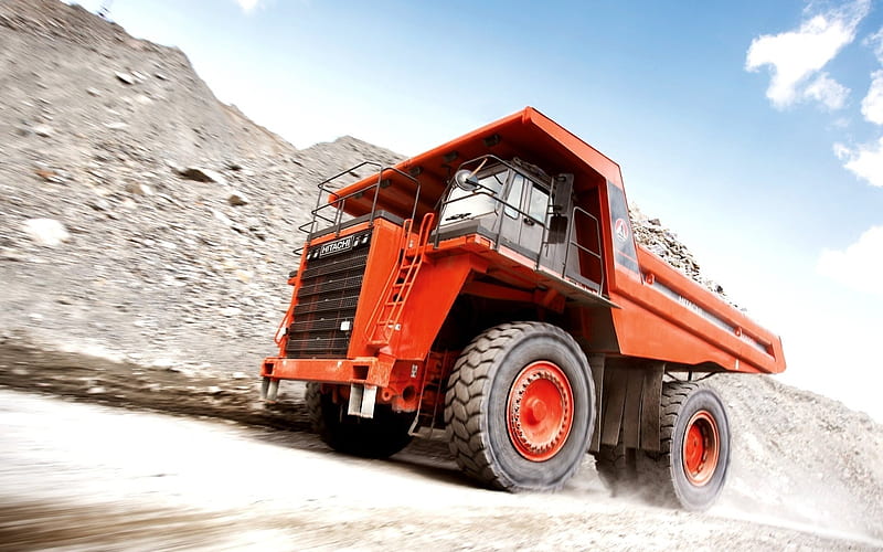 Hitachi EH1700, trucks, movement, rock truck, quarry, tipper, HD wallpaper