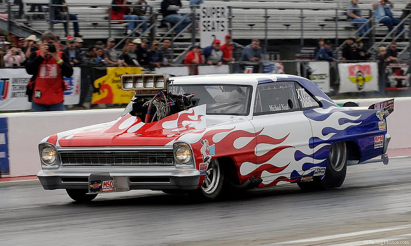 Red White and Blue, race, chevy, auto racing, drag race, carros, drag strip, speed, car, race car, fast, HD wallpaper