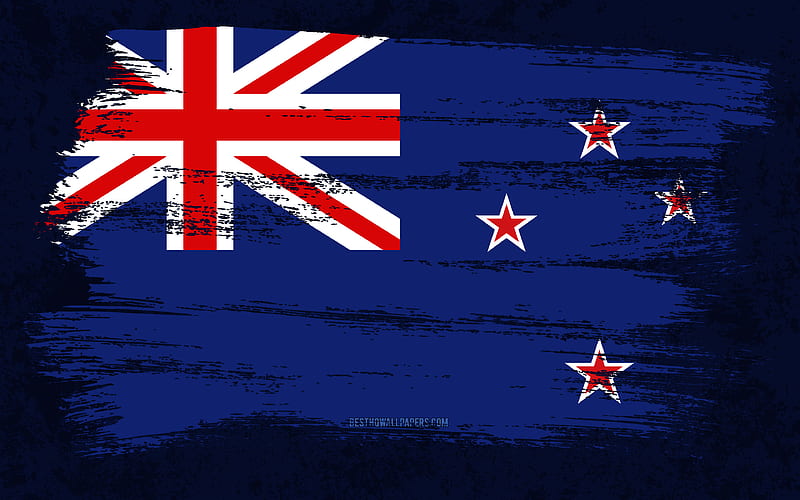 Flag of New Zealand, grunge flags, Oceanian countries, national symbols, brush stroke, New Zealand flag, grunge art, Oceania, New Zealand, HD wallpaper