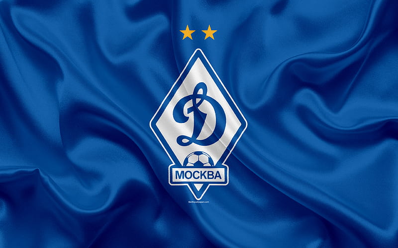 FC Dynamo Moscow Russian football club, Dynamo logo, emblem, Russian football championship, Premier League, football, Moscow, Russia, silk flag, HD wallpaper