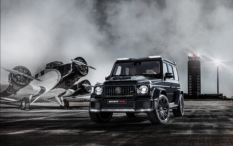 Mercedes-Benz G63 AMG, 2019, Brabus, exterior, front view, black SUV, new G-class, tuning G63, Brabus 800, Mercedes, HD wallpaper