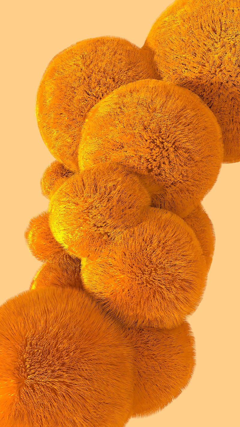 Orange Fur Balls, 3d, 3d design, pet, realistic, render, surreal, HD phone wallpaper