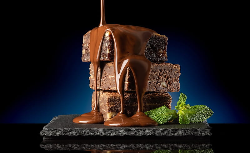Brownie, cake, choco, sweet, HD wallpaper