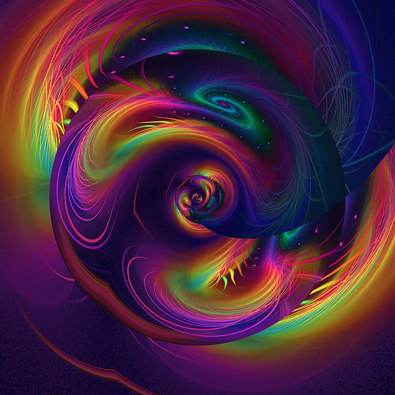 Neon hurricane , abstract, colours, colors, fractal, digital , rainbow, liquid, HD phone wallpaper