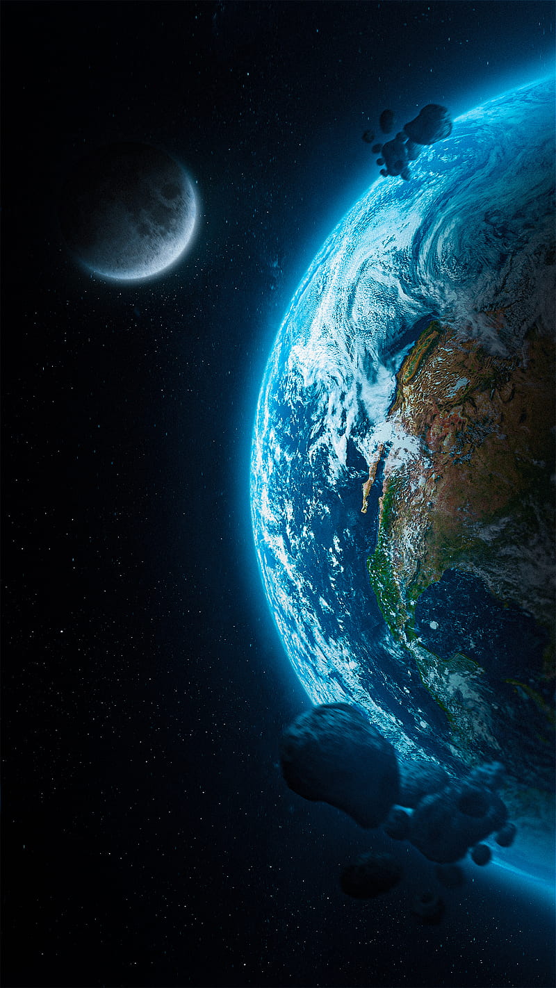 Planet Earth, Amoled, Earth, Moon, Nebula, Solar System, Space, HD phone  wallpaper | Peakpx