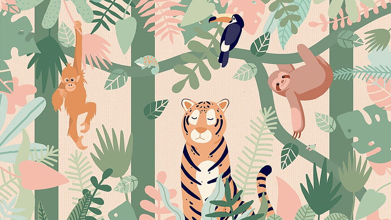 Animals Trees Forest Kids, HD wallpaper