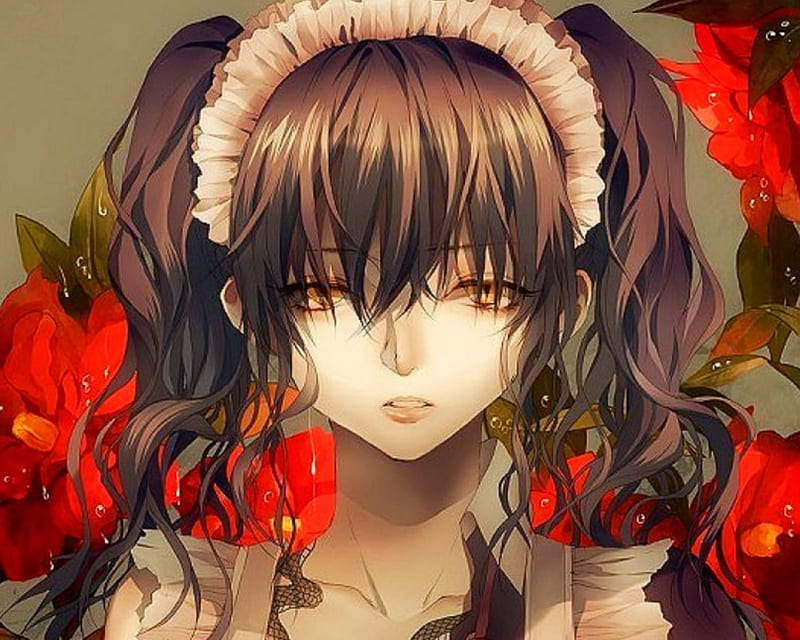 Sad Face, flowers, face, girl, anime, HD wallpaper | Peakpx