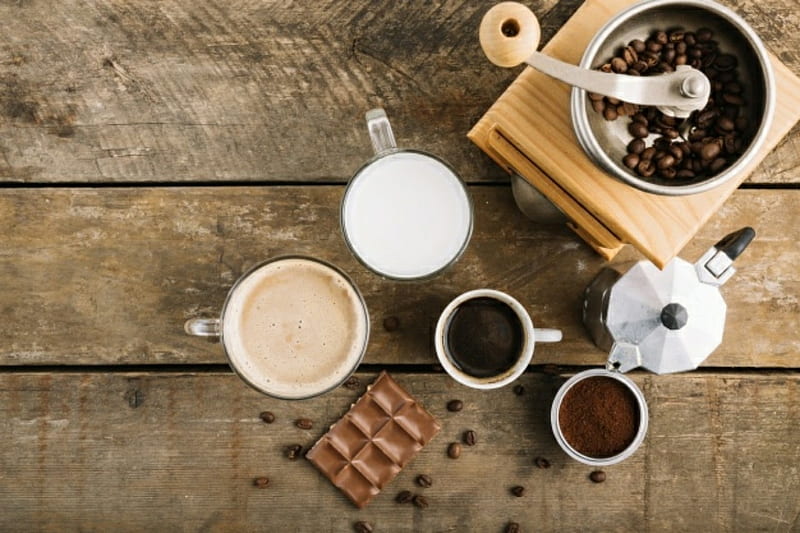 Preparing Coffee, Brown, Milk, Coffee, Coffee grinder, Cup, Sugar, Ciffee grinder, Chocolate, HD wallpaper
