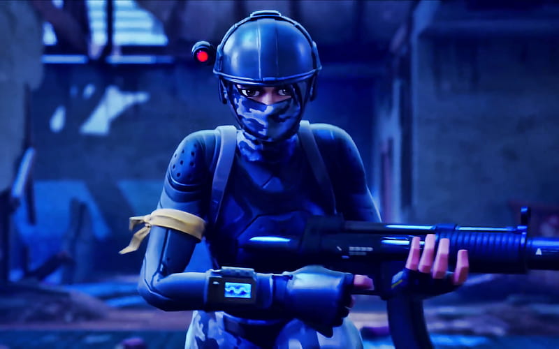 Elite Agent with riffle, darkness, Fortnite Battle Royale, 2019 games, Elite Agent, Fortnite, Elite Agent Fortnite, HD wallpaper