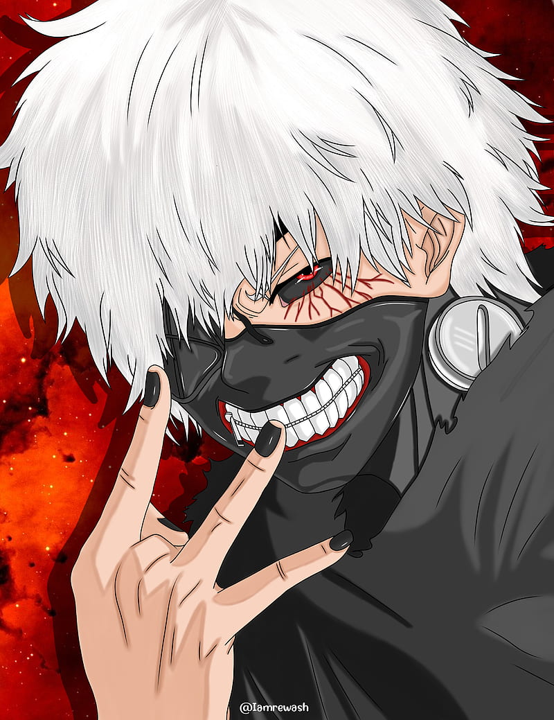 Kaneki by Iamrewash, anime, art, ghoul, japan, kanekiart, masked,  tokyoghoul, HD phone wallpaper | Peakpx