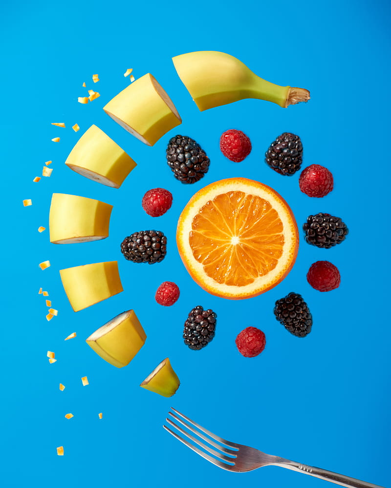 fruit, berries, fork, fresh, juicy, HD phone wallpaper