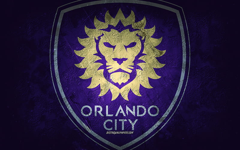 Orlando City SC, American soccer team, purple stone background, Orlando City SC logo, grunge art, MLS, soccer, USA, Orlando City SC emblem, HD wallpaper
