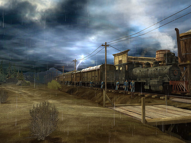 Relay Station, western time, relay, dual monitor, 3d, xxl, station, dual screen, western, HD wallpaper