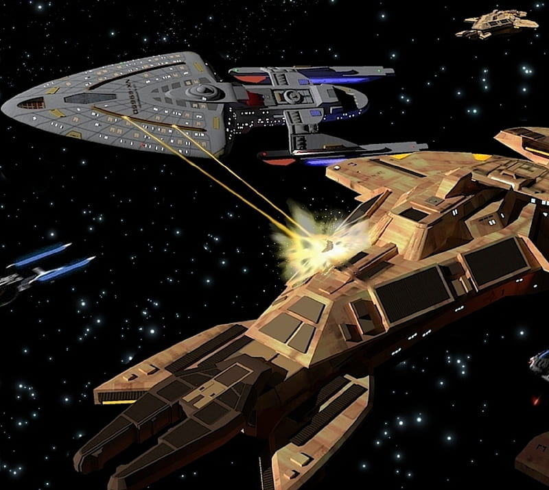 Star Trek Battle 3, cardassian, star trek, uss voyager, HD wallpaper