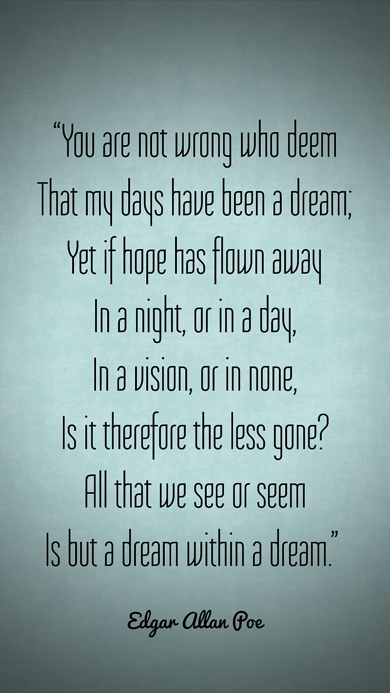 Poes Dream, poe, poem, quote, HD phone wallpaper