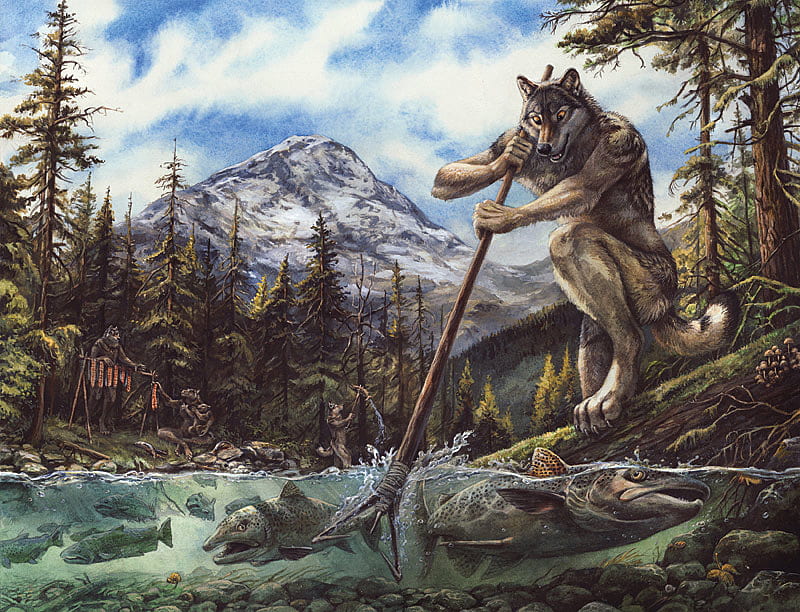 skilled fishers, fishers, fish, wolves, werewolves, HD wallpaper