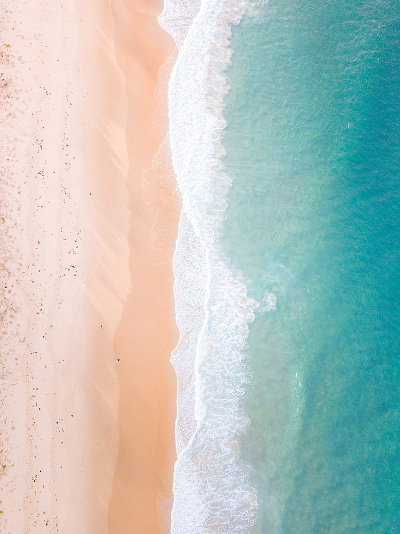 sea, beach, aerial view, surf, wave, HD phone wallpaper
