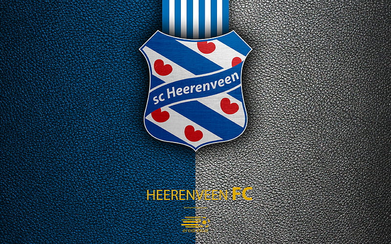 SC Heerenveen FC Dutch football club, leather texture, logo, emblem, Eredivisie, Heerenveen, Netherlands, football, Dutch Football Championship, HD wallpaper