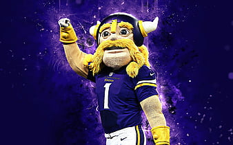 Viktor mascot, Minnesota Vikings, abstract art, NFL, creative, USA, Minnesota Vikings mascot, National Football League, NFL mascots, official mascot, HD wallpaper