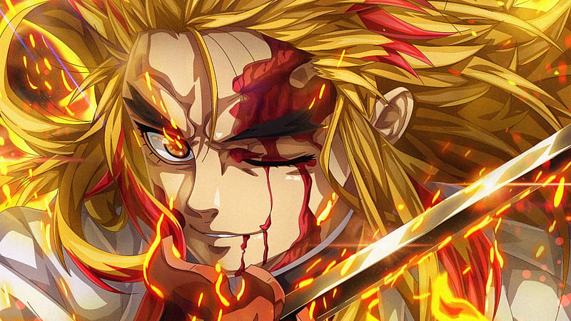 Demon Slayer Yellow Hair Kyojuro Rengoku With Sharp Sword Anime Hd Wallpaper Peakpx