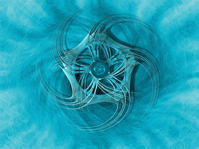 Abstract Blue Starry Whirlpool, 3d, whirlpool, circular motion, starry, curved spikes, abstract, blue, HD wallpaper