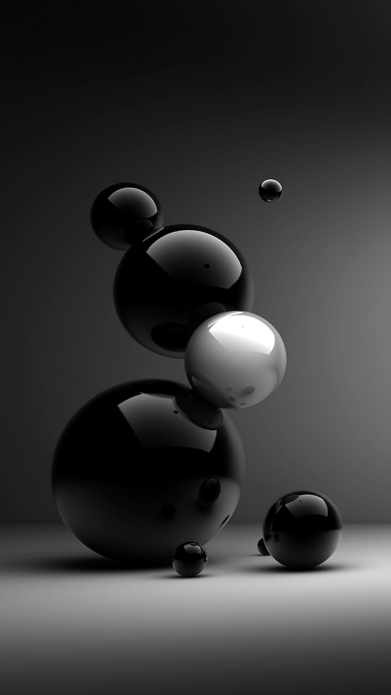 black ball, android, background, black and white, huawei, iphone, samsung, silver, HD phone wallpaper