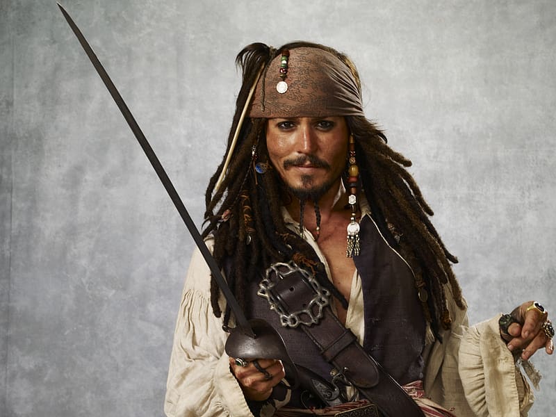 Pirates Of The Caribbean, Johnny Depp, Beard, Sword, Pirate, Movie, Long Hair, Jack Sparrow, Actor, HD wallpaper