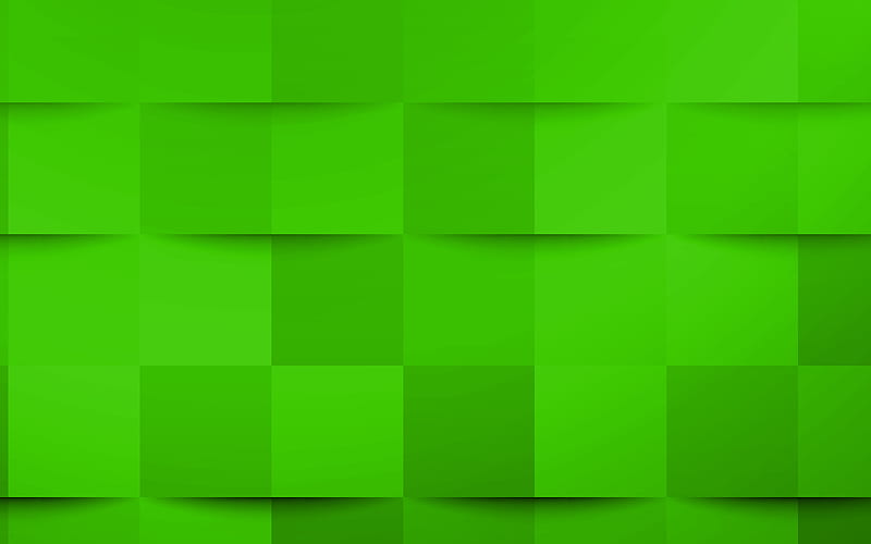 Green 3d squares texture, Green creative texture, Green 3d abstraction, Green 3d background, Green mosaic texture, HD wallpaper