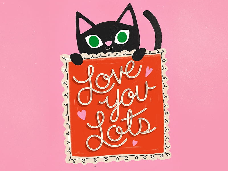 day, black, mother, cat, pisici, pink, card, orange, word, love, HD wallpaper
