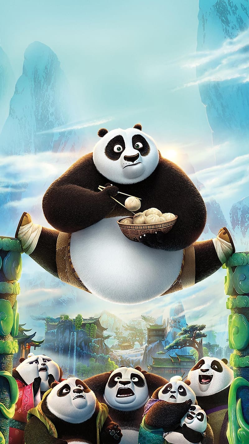 Kung Fu Panda Eating, kung fu panda, eating, panda, animated, HD phone wallpaper
