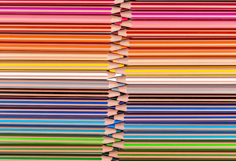 pencils, colorful, gradient, macro, HD wallpaper