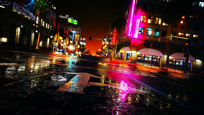 Water, Night, City, Reflection, Light, Video Game, Grand Theft Auto ...