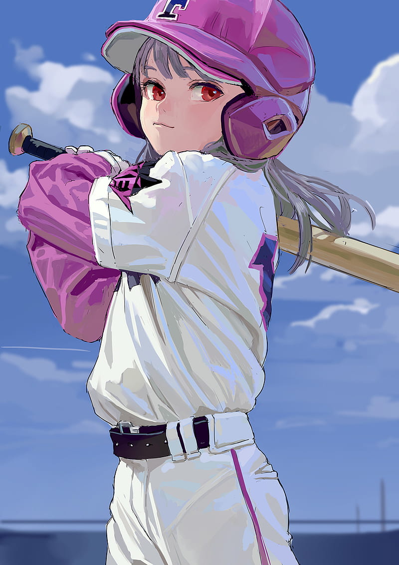 1197005 digital art artwork vertical MX shimmer portrait display anime  dark hair anime girls baseball bats 2D gray eyes baseball bat  ponytail  Rare Gallery HD Wallpapers
