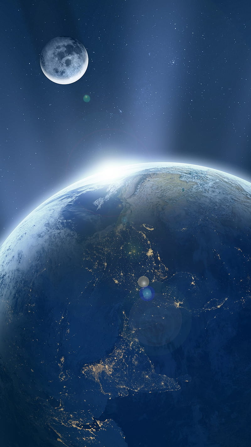 EARTH MOON , blue, gente, planet, HD phone wallpaper