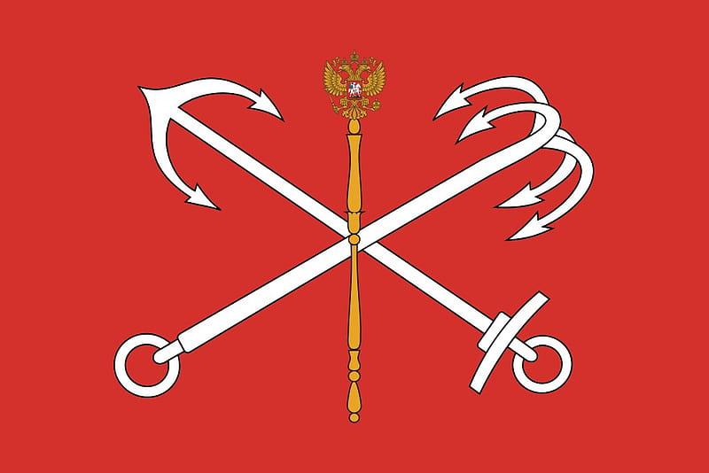 FLAG OF SAINT PETERSBURG, RUSSIA, red, russia, symbol, tools, flag, HD wallpaper