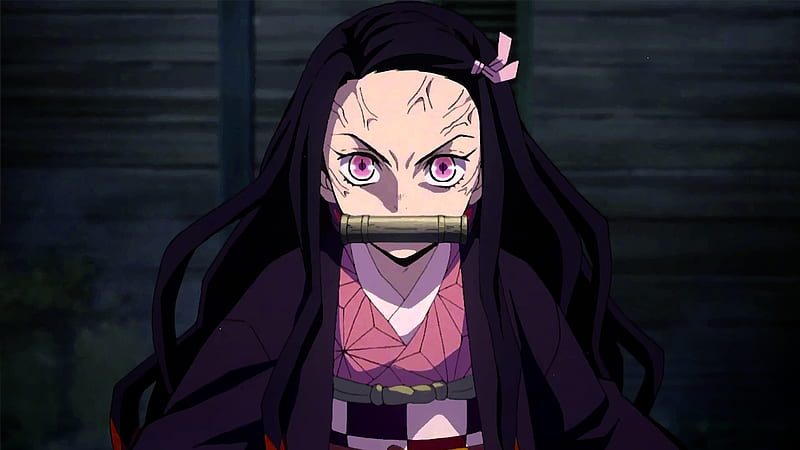 Demon Slayer Nezuko Kamado With Black Background Anime, HD wallpaper