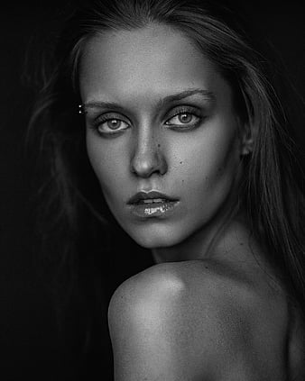Aleksey Trifonov, women, model, face, portrait, monochrome, HD mobile ...