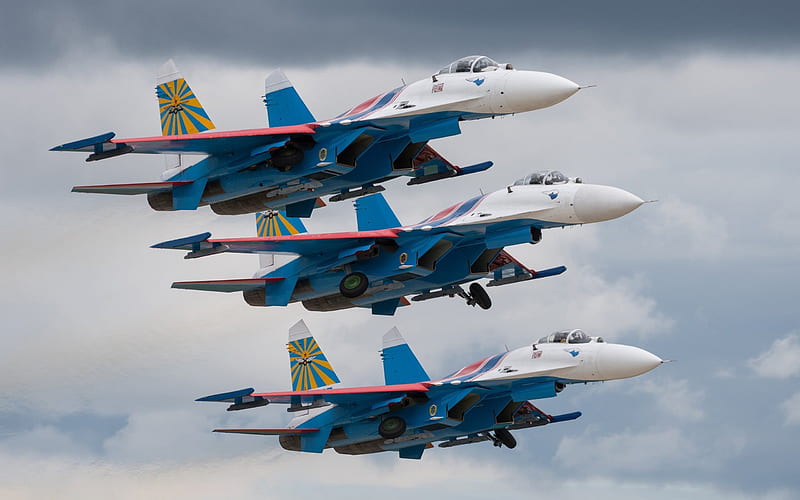 Su-27, Russian Air Force, fighters, Russian Knights, HD wallpaper