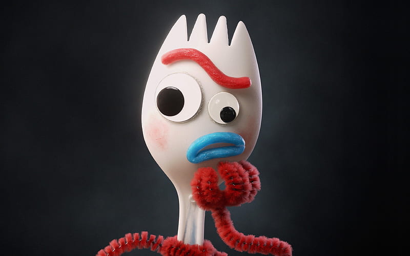 Forky, cartoon characters, Toy Story 4, poster, Toy Story characters, 2019 movie, 3D-animation, 2019 Toy Story 4, HD wallpaper