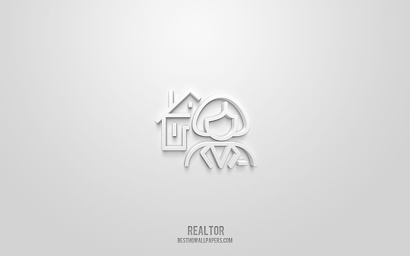 Realtor 3d icon, white background, 3d symbols, Realtor, Real estate icons, 3d icons, Realtor sign, Real estate 3d icons, HD wallpaper