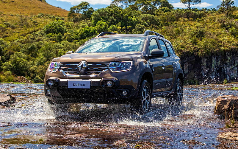 Renault Duster, car in river, 2020 cars, BR-spec, offroad, 2020 Renault Duster, french cars, Renault, HD wallpaper