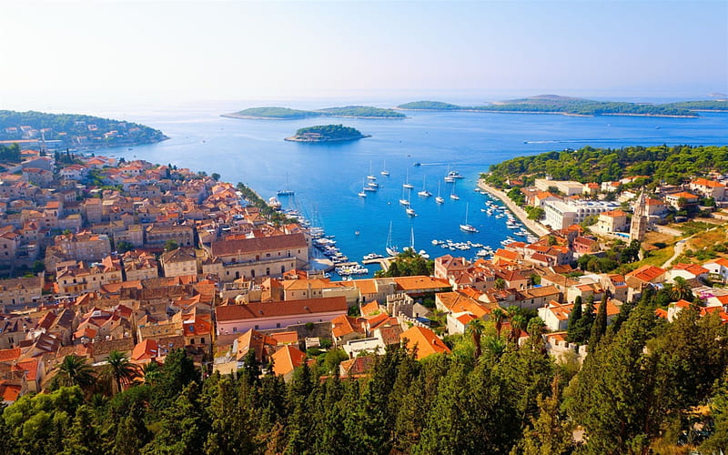 Hvar, resort city, Croatia, summer travel, Adriatic Sea, HD wallpaper
