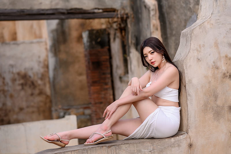 Kiki Hsieh, model, dress, asian, brunette, HD wallpaper